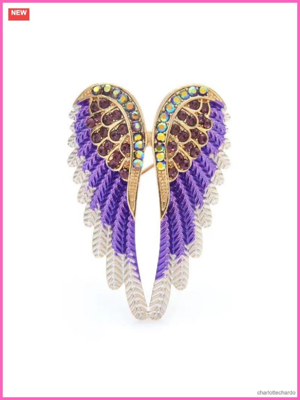 Angel Wing Lapel Brooch Pin Rhinestone Enamel